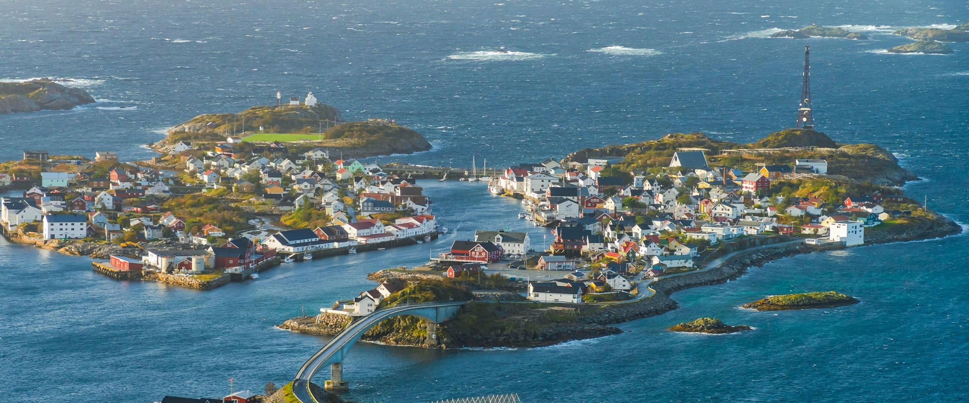 Bilde fra lufta av Henningsvær
