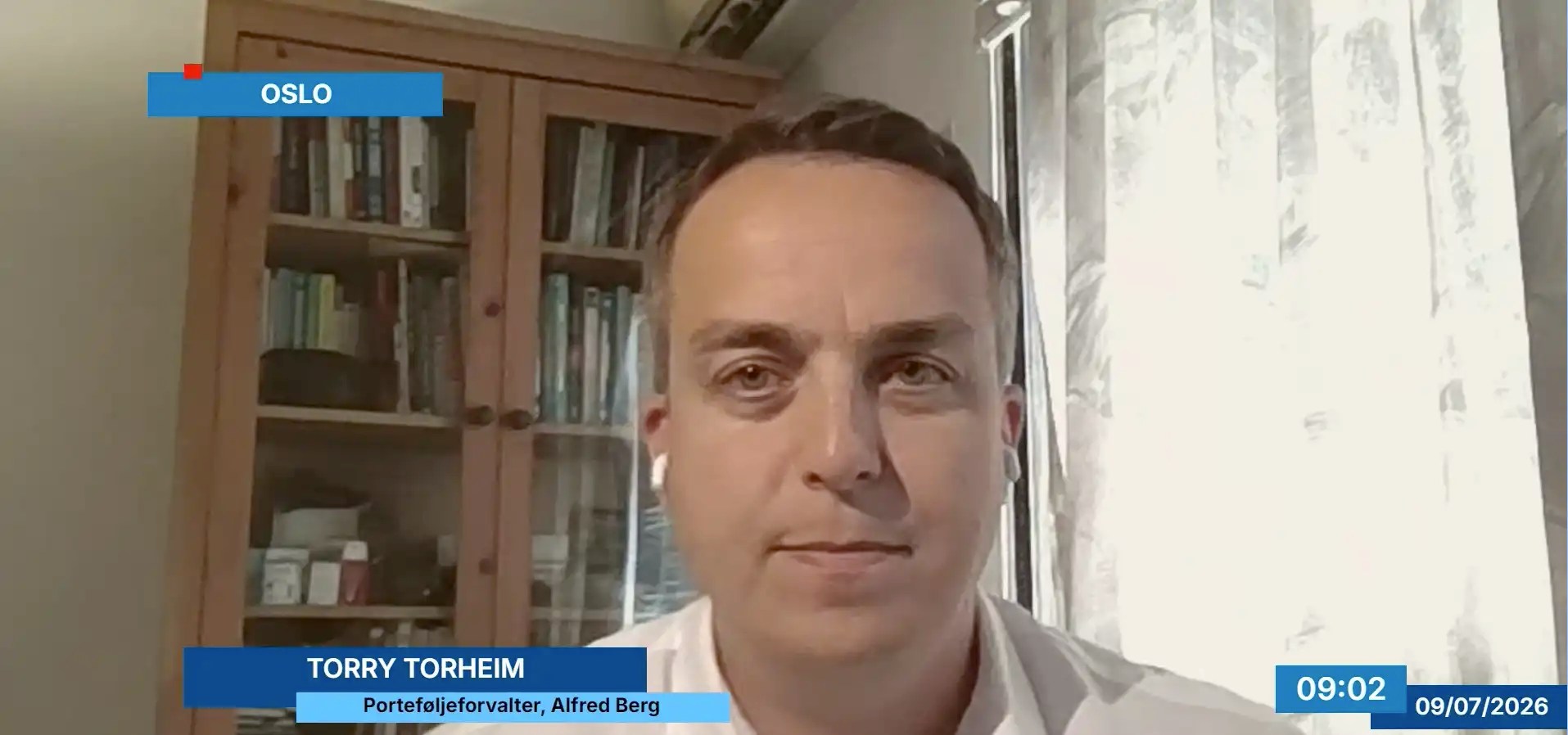Torry blir intervjuet av finansavisen over video